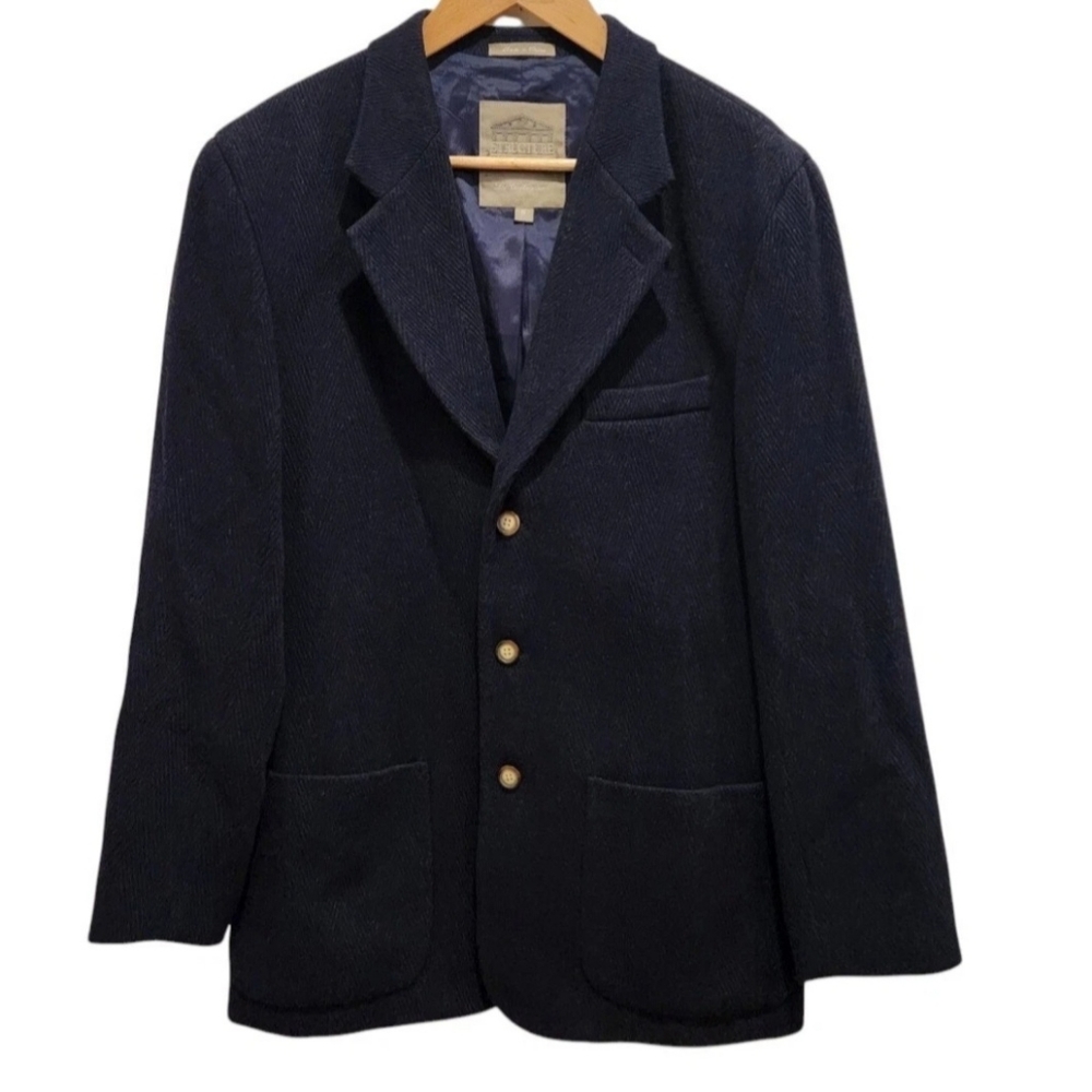 Structure Le Collezioni Blazer Sports Coat  Blue Mens Vintage Wool Blend Small